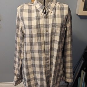 Timberland Mens Shirt cream and black Long Sleeve Button Down Size XXL